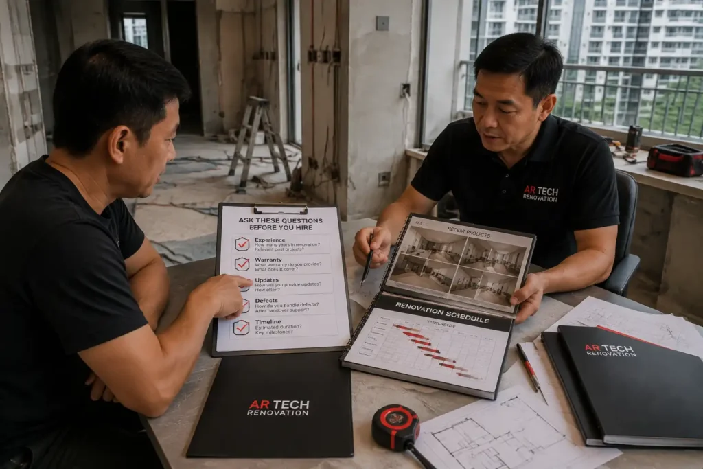 Questions to ask a renovation contractor before hiring in Singapore
