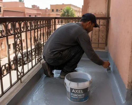 Terrace waterproofing system protecting outdoor surfaces from water damage